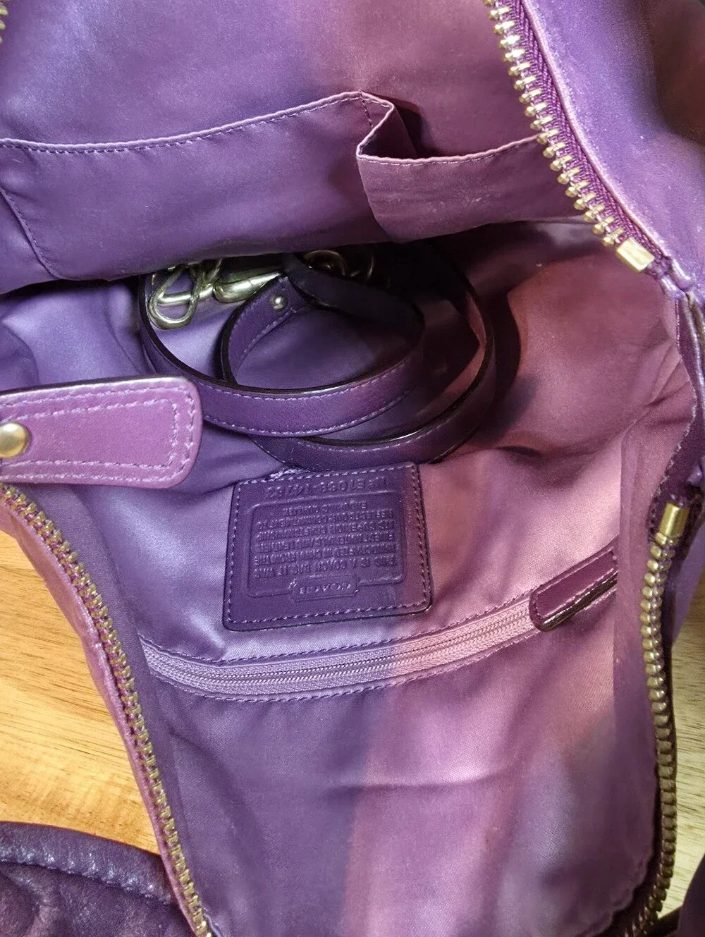 Coach Bag Kristin Purple Leather Crossbody Bag with Front Pocket